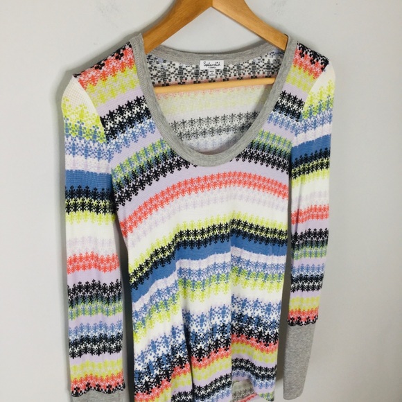 Splendid Thermal patterned long sleeve scoop neck fair isle thermal - Picture 8 of 8